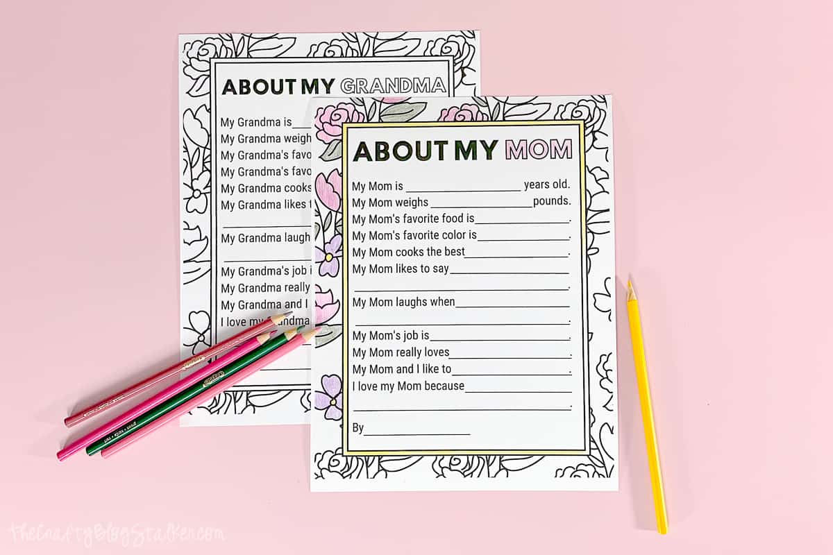 Mother's Day Questionnaire Printable for Mom and Grandma