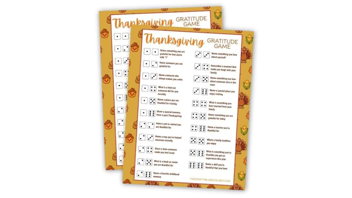 Free Printable Thanksgiving Gratitude Game Card