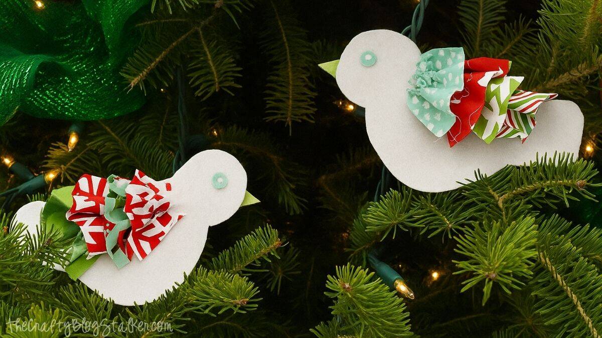 Make Two Turtle Doves Felt Christmas Ornaments