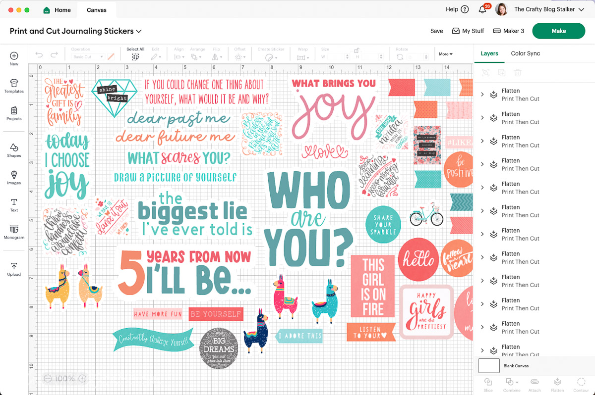 Cricut Print and Cut Stickers for Journaling